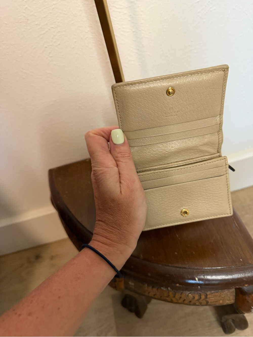 Gucci Beige GG Canvas and Champagne Leather Mini Wallet with Gold Horsebit - Picture 3 of 7